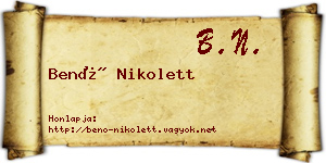 Benő Nikolett névjegykártya